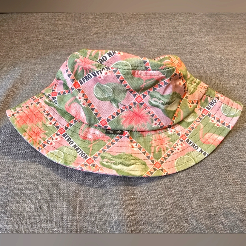 Afro Nation Dusty Pink Lime Alligator Flamingo Bucket Hat